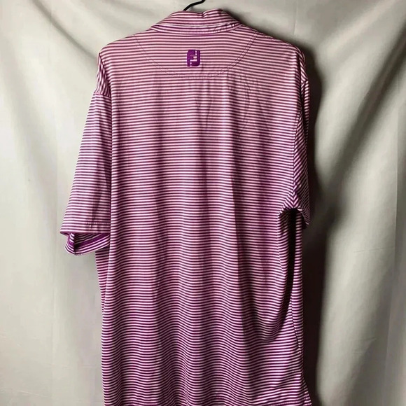 FOOT JOY MENS SIZE L ( SEE BELOW) MAGENTA STRIPE POLO SHIRT SPANDEX END CLEAN - Picture 6 of 10